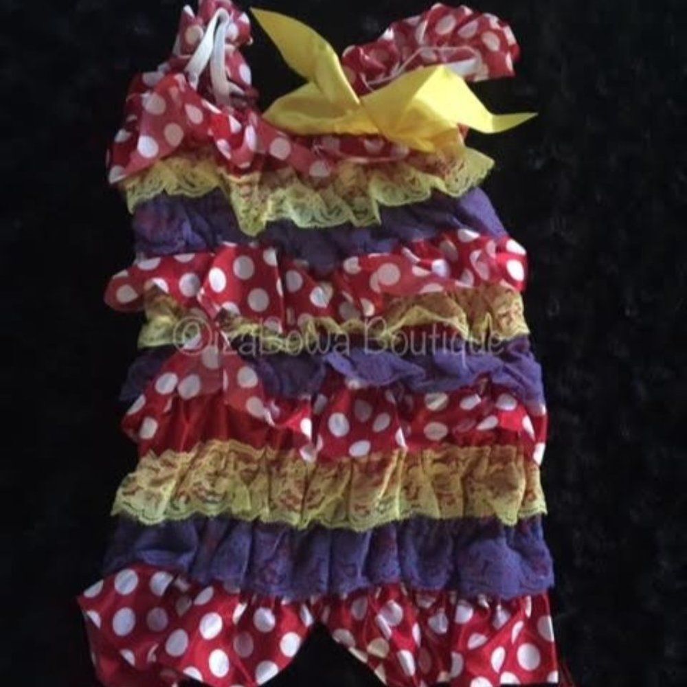 Polka Dot Party Satin Romper  RPDPM  Med 12M-2T  NWT Boutique
